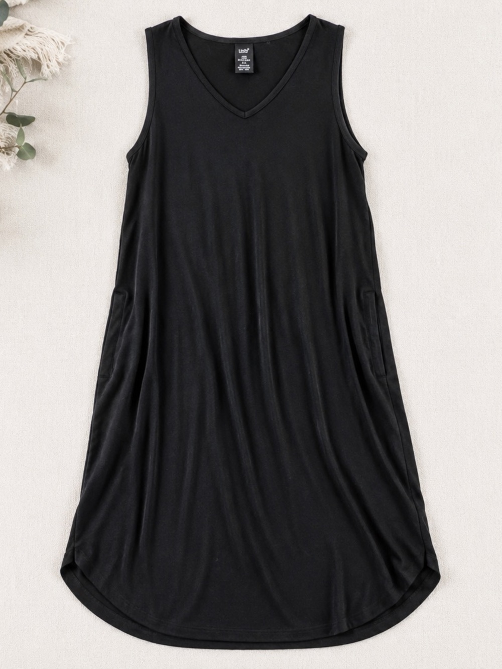 Lildy Black Sleeveless Maxi Midi Dress with Pockets | Soft Stretch | Size S-M